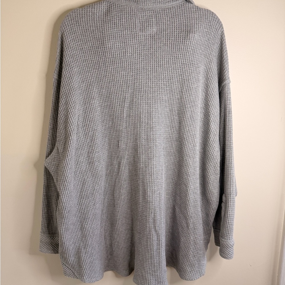 Aerie Light Gray Waffle Knit Top - Picture 2 of 5